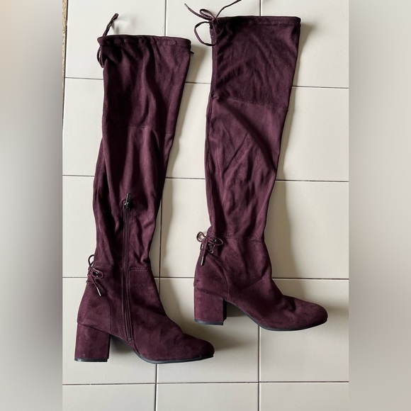 Sam Edelman Circus Peyton Strech Over-The-Knee Boot in Maroon - Picture 1 of 3